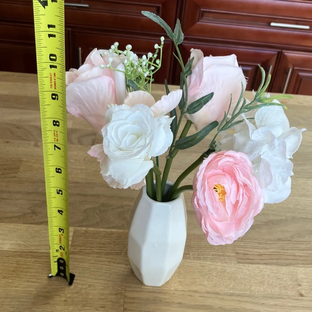 Vintage Ceramic Vase with Pink and White Flowers